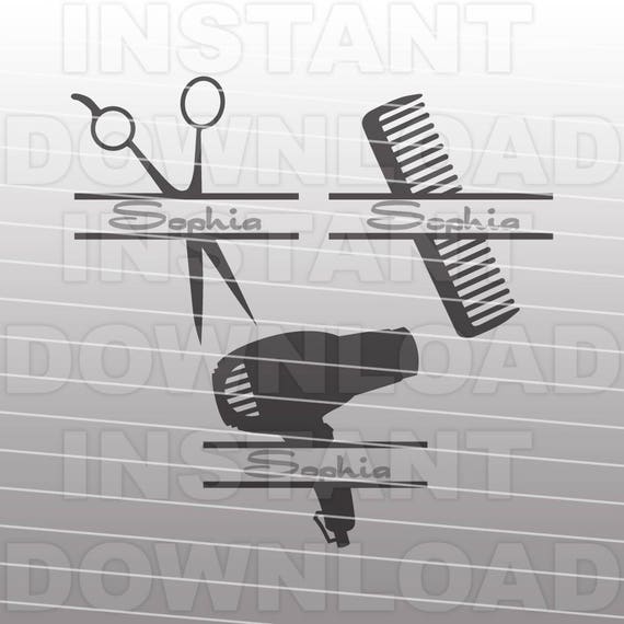 Download Hair Stylist SVG File Split Monogram SVG File Commercial & | Etsy