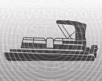 Fichier SVG de bateau ponton, fichier SVG Lake Life, fichier SVG de bateau-art vectoriel pour un usage commercial et personnel-Cricut, camée, silhouette, vinyle, htv, décalcomanie
