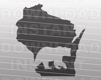 Arquivo SVG Bear Hunter, Wisconsin Bear Hunting SVG, Bear Outline SVG - Arte vetorial para uso comercial e pessoal - Cricut, Silhouette Cameo, decalque de vinil
