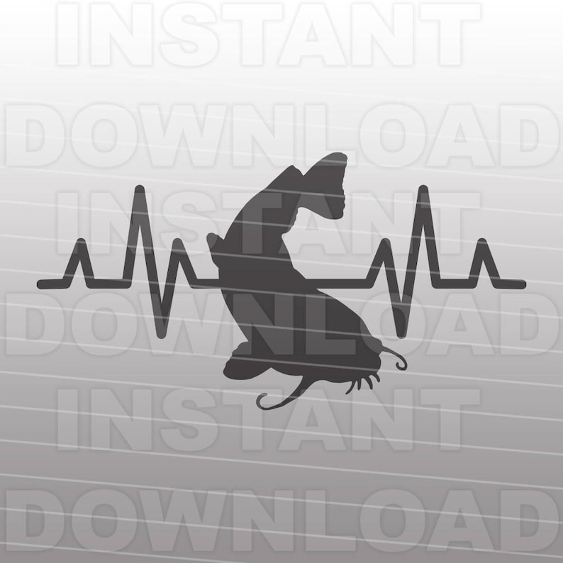 Catfish Fisherman EKG Heartbeat Pulse SVG File Commercial & | Etsy