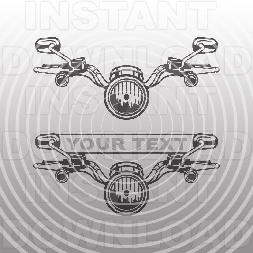 Motorcycle Handlebars With Headlight SVG File,motorcycle Monogram Svg