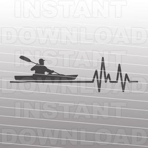 EKG Heartbeat Kayaking SVG File,Kayker svg,Kayak svg -Vector Clip Art Commercial & Personal Use- Cricut Explore,Silhouette,Cameo,Vinyl Decal