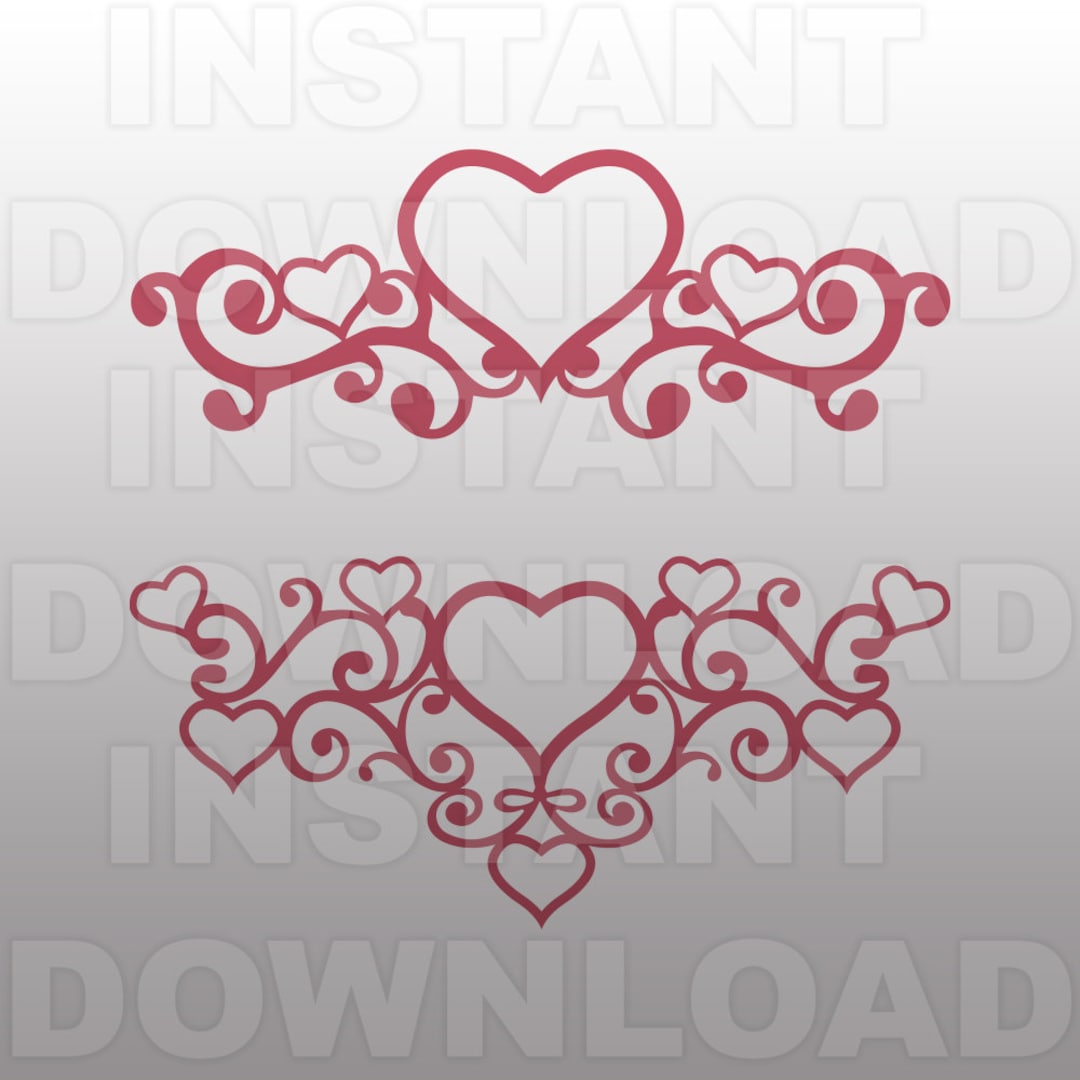 Fancy Valentines Heart Flourish SVG File -commercial & Personal Use ...
