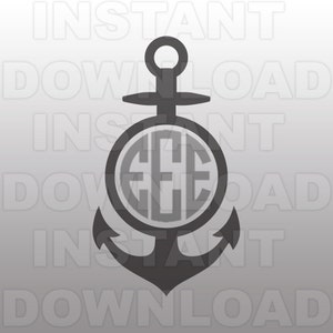 Anchor Monogram SVG,Anchor SVG File,Nautical SVG File,Cutting Template-Vector Clip Art for Commercial & Personal Use-Cricut,Cameo,Silhouette
