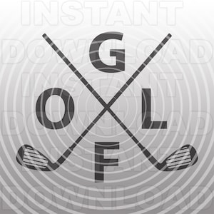 Cartello GOLF con mazze da golf incrociate File SVG, Golf SVG Design - Formato vettoriale commerciale e uso personale - Cricut, Silhouette Cameo, vinile svg