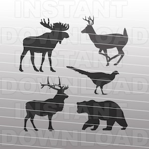 Hunting SVG Bundle,Moose SVG File,Pheasant svg,Bear SVG,Deer svg,Elk svg-Vector Clip Art for Commercial/Personal Use-Cricut,Cameo,Silhouette