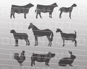 Stock Show Animals Collection SVG File,Farm Animals Collection SVG File-Vector Art for Commercial & Personal Use Cricut,Silhouete,Vinyl