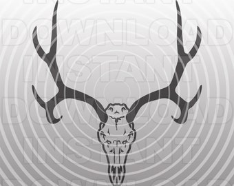 Maultierhirsch Schädel SVG-Datei, Buck Hirsch Schädel SVG, Hirsch Kopf Schädel SVG - Vektor Kunst kommerzielle/persönlichen Gebrauch-Cricut,Silhouette,Cameo,Vinyl Aufkleber