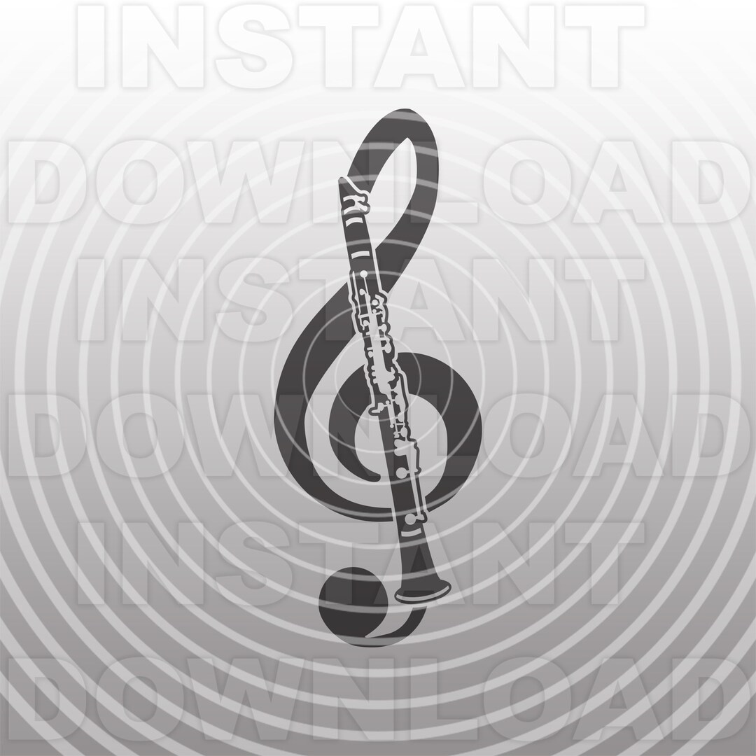 Clarinet With Treble Clef SVG File,marching Band Svg,clarinet Player
