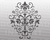 Damask Flourish SVG File Cutting Template-Vector Clip art for Commercial & Personal Use-Cricut Machine,Silhouette Cameo,Wall Decal,Vinyl