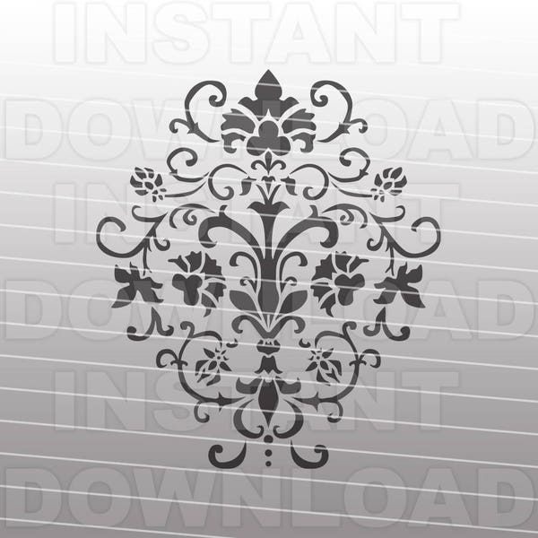 Damask Flourish SVG File Cutting Template-Vector Clip art for Commercial & Personal Use-Cricut Machine,Silhouette Cameo,Wall Decal,Vinyl