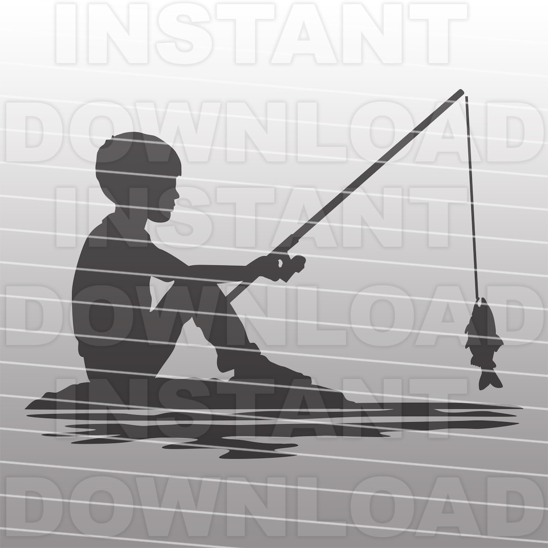 Little Boy Fishing From Shore SVG File,grandson Fishing SVG File ...
