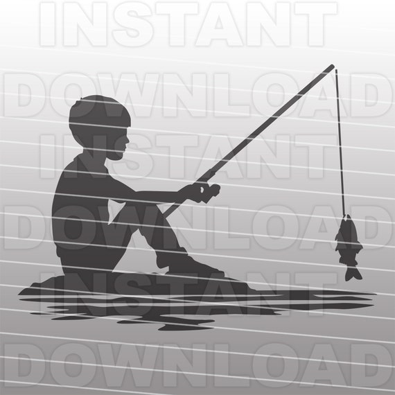 Little Boy Fishing From Shore SVG File,Grandson Fishing SVG File -Vector  Clipart Commercial/Personal Use- Cricut,Cameo,Silhouette,vinyl svg