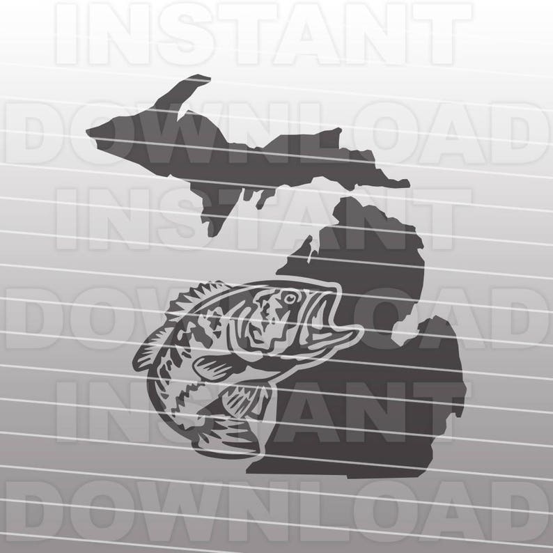 Download Bass Fishing SVGMichigan Bass SVGLargemouth Bass SVG | Etsy