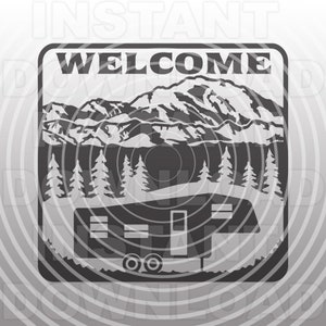 Travel Trailer SVG File,Welcome to Our Campsite SVG,Welcome to Our Camper SVG -Vector Art Commercial & Personal Use- Cricut,Silhouette Cameo