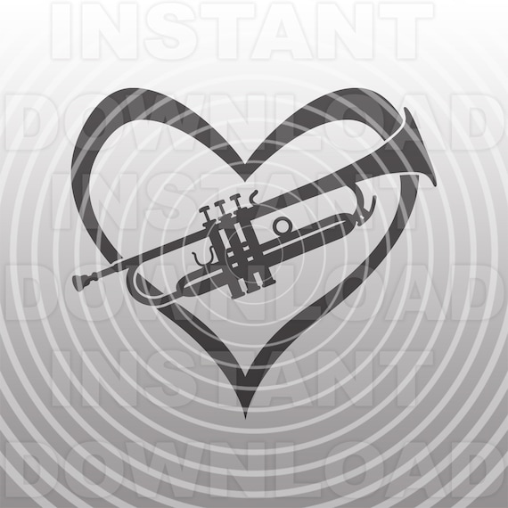Trumpet Within Heart Svg Filemarching Band Svgtrumpet Player Etsy