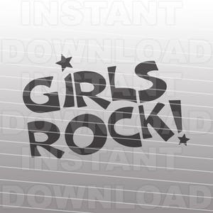 Girls Rock SVG File,Ladies Shirt SVG,Girly svg -Plantilla de corte- Arte vectorial para uso comercial y personal-Cricut,Cameo,Silueta,Cortar archivo