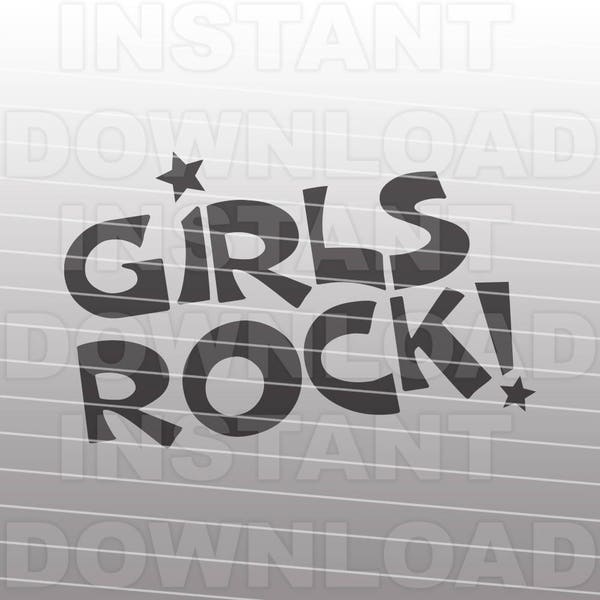 Girls Rock SVG File,Ladies Tshirt SVG,Girly svg -Cutting Template- Vector Art for Commercial & Personal Use-Cricut,Cameo,Silhouette,Cut File