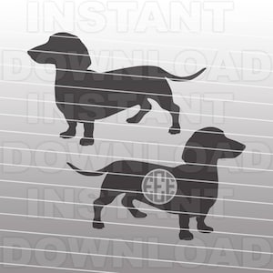 Daschund SVG,Weiner Dog SVG File,Monogram SVG,Cutting Template-Vector Clip Art for Commercial/Personal Use-Cricut,Cameo,Silhouette,Cut File