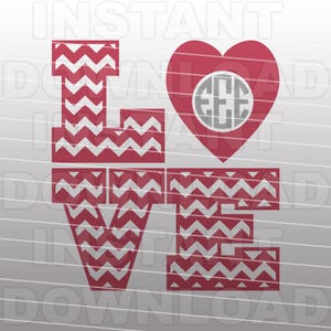 Valentines Monogram SVG File,Chevron Love SVG File,Cutting Template-Vector Clip Art for Commercial & Personal Use-Cricut,Cameo,Silhouette