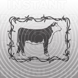 Fil de fer barbelé Mini Hereford SVG fichier, Show bétail SVG, ferme Animal SVG -Vector Clipart Commercial/usage personnel-Cricut, Silhouette Cameo, vinyle svg