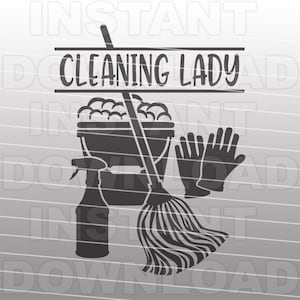 Cleaning Lady with Mop and Bucket SVG File,Housekeeping SVG,Housekeeper SVG -Commercial/Personal Use-Cricut,Silhouette Cameo,Vinyl svg
