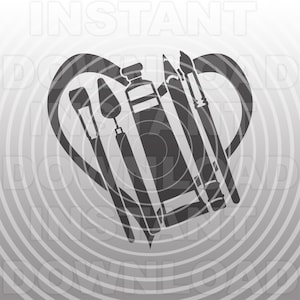 Art Supplies with Heart SVG File,Artist SVG File,Painter svg -Vector Art Commercial & Personal Use- for Cricut,Silhouette Cameo,Vinyl Decal