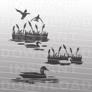 Archivo SVG de pato, archivo SVG de ánade real, patos flotando SVG, patos nadando SVG, archivo de corte de arte vectorial (uso comercial y personal) - Cricut, Cameo, Silhouette
