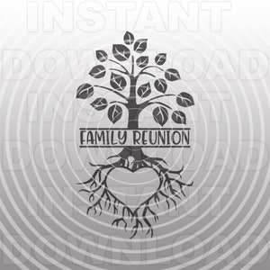Family Reunion Tree with Roots and Heart SVG File,Family Tree SVG,Family Reunion Template -Commercial/Personal Use- Cricut,Silhouette Cameo