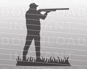 Hunter Aiming Shotgun SVG File,Vector Clipart,Commercial & Personal Use,Cricut,Silhouette Cameo,Vinyl Decal