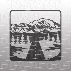 Highway Mountain Scene SVG File,Road Trip SVG,Family Vacation SVG,Open Road svg -Commercial/Personal Use- Cricut,Cameo,Silhouette,Vinyl Cut