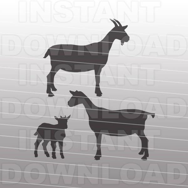 Goats SVG File,Livestock SVG-Cutting Template Vector Clip Art for Commercial & Personal Use-Cricut,Cameo,Sizzix, Pazzles,Silhouette,Decal