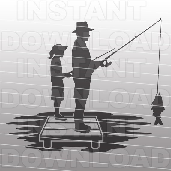 Grandfather and Granddaughter With Fishing Rods Fishing on Dock SVG  File,grandpa Fishing Svg,commercial-personal Use,cricut,silhouette Cameo -   Canada