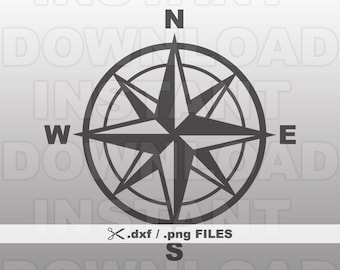May include: A black and white compass with the letters N, S, E, and W. The compass is in the center of a white background with the words "INSTANT DOWNLOAD" above and below the compass.