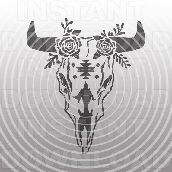 Download Country Western Animal Cow Skull Floral Roses Svg File Etsy