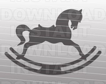 Rocking Horse SVG File-Cutting Template-Vector Clip Art for Commercial & Personal Use for Cricut,Cameo,Sizzix,Pazzles,Silhouette,Vinyl,Decal