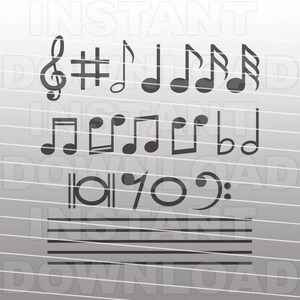 Fichier SVG de notes de musique, Marching Band SVG -Utilisation personnelle et commerciale- cricut svg, silhouette svg, coupes svg, vecteur svg, fichiers vinyles, t-shirt svg