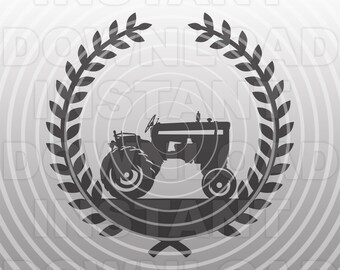 Alter antiker Vintage-Traktor mit Lorbeerkranz SVG-Datei -Vector Clipart Kommerzieller & persönlicher Gebrauch- Cricut, Silhouette, Cameo, Vinyl svg