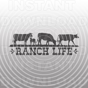 Ranch Life Livestock Cattle Ranching Scene SVG File -Vector Clipart Commercial/Personal Use- Cricut,Silhouette Cameo,vinyl svg,vinyl decal