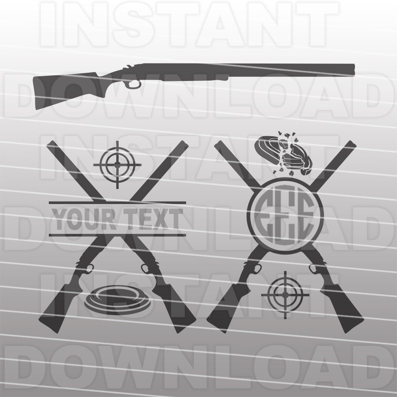 Download Shotgun Monogram SVG FileSporting Clay SVGTrapshooting | Etsy