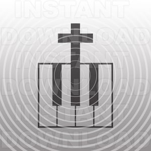 File in formato SVG croce tastiera pianoforte, banda di lode SVG, musicista della chiesa cristiana SVG - arte vettoriale commerciale e uso personale - Cricut, Cameo, Silhouette