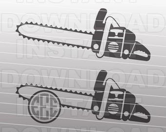 Logging Chainsaw SVG File - Chainsaw Monogram SVG File - Vector Clip Art for Commercial & Personal Use-Cricut,Cameo,Silhouette,Vinyl