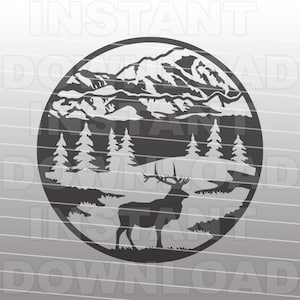 Rustikale Berg Elch Jagd SVG-Datei, Elch Jäger svg-kommerzielle und persönliche Gebrauch-Vector Art für Cricut,Silhouette Cameo,bügeln auf handwerk vinyl