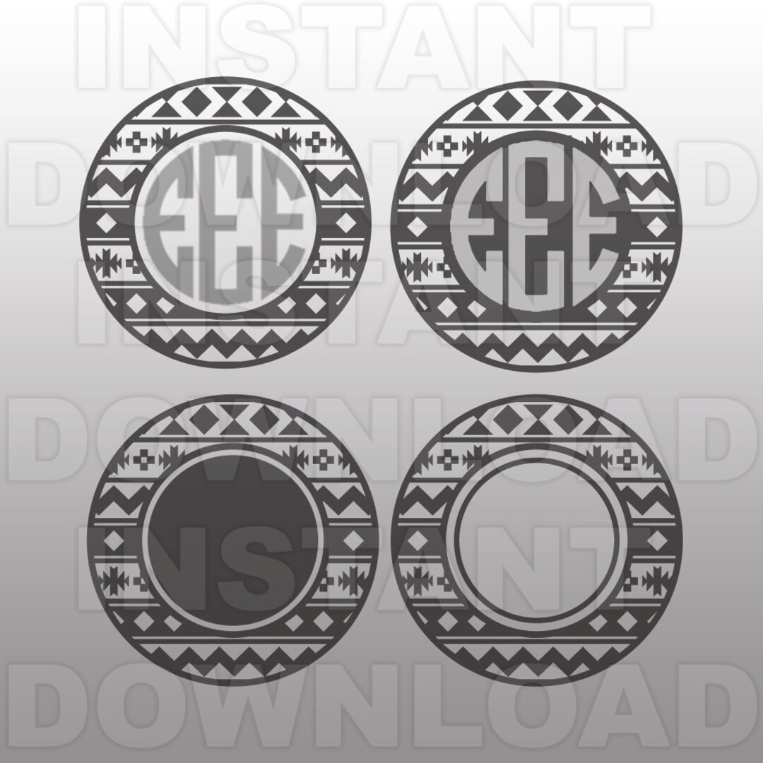 Aztec SVG File,monogram Frame Svg,aztec Design Svg-cutting File-vector ...