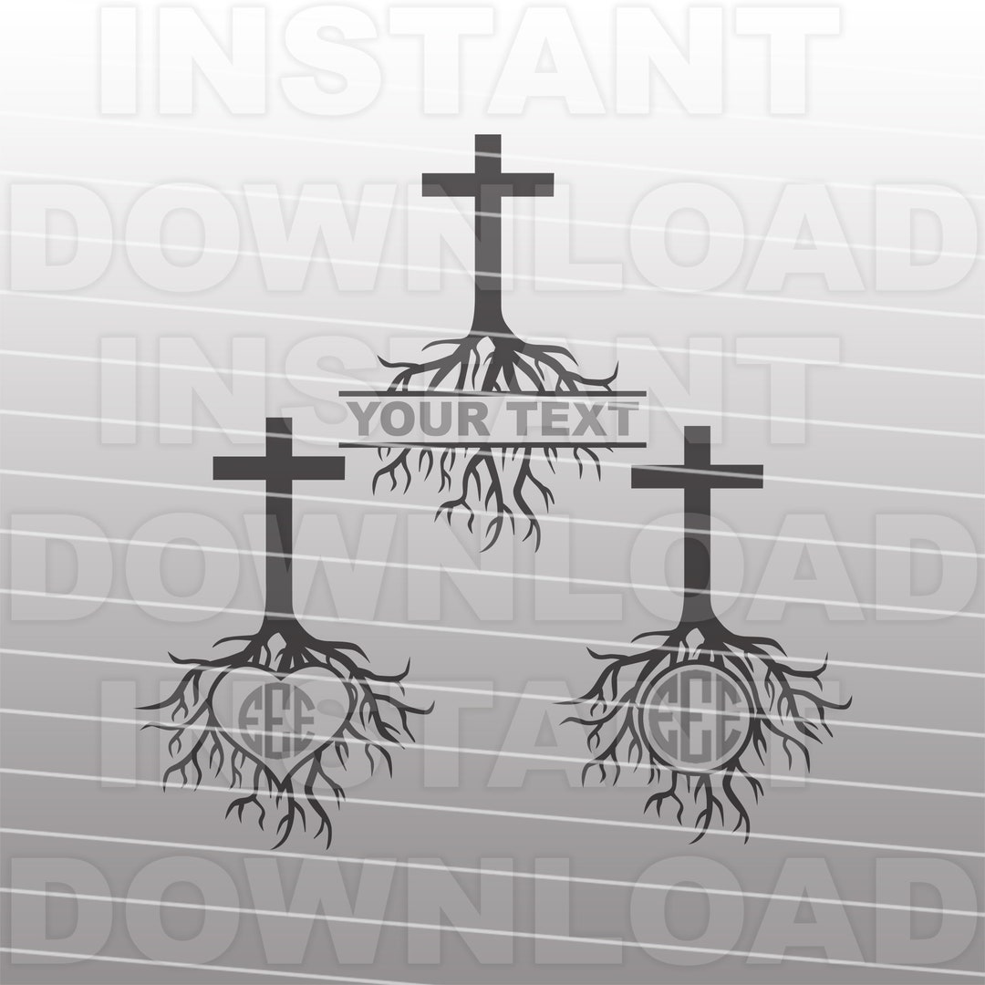 Chrisitan Cross With Tree Roots SVG File,church Sunday School Monogram ...