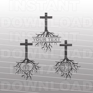 Chrisitan Cross with Tree Roots SVG File,Church Sunday School Monogram SVG -Vector Art Commercial & Personal Use-Cricut,Silhouette,Cameo,