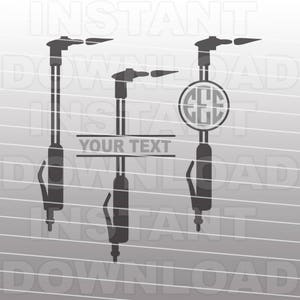 May include: Three black welding torch silhouettes with a customizable text box and a monogram circle. The text box says "Your Text".