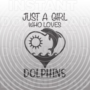 Nur ein Mädchen, das Delfine liebt SVG-Datei, Dolphin Jumping with Heart SVG - Vektorkunst kommerzieller & persönlicher Gebrauch- Cricut,Silhouette,Cameo,Vinyl