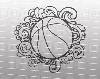 Hand Drawn Basketball SVG File -Cutting Template- Vector Art Commercial & Personal Use- Cricut,Cameo,Silhouette,Vinyl Files,Vinyl Decal