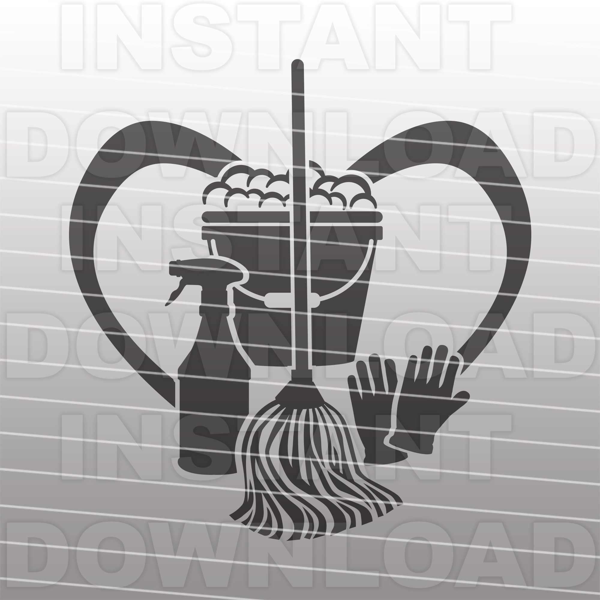 Mop And Bucket Royalty Free SVG, Cliparts, Vectors, and Stock
